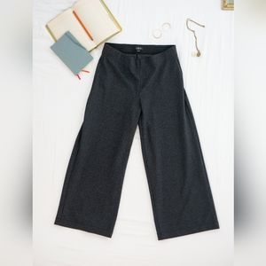 Loft Wide leg charcoal tweed knit pant
